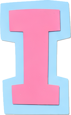 pink letter I bold outline graphic Alphabet English letters paper-cut style