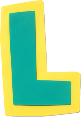 letter L green yellow border bold graphic Alphabet English letters paper-cut style