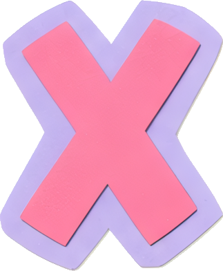 pink cross purple border graphic symbol prohibition sign simple design Alphabet English letters paper-cut style X