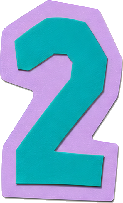 number green purple cartoon 3D Numbers paper-cut style 2