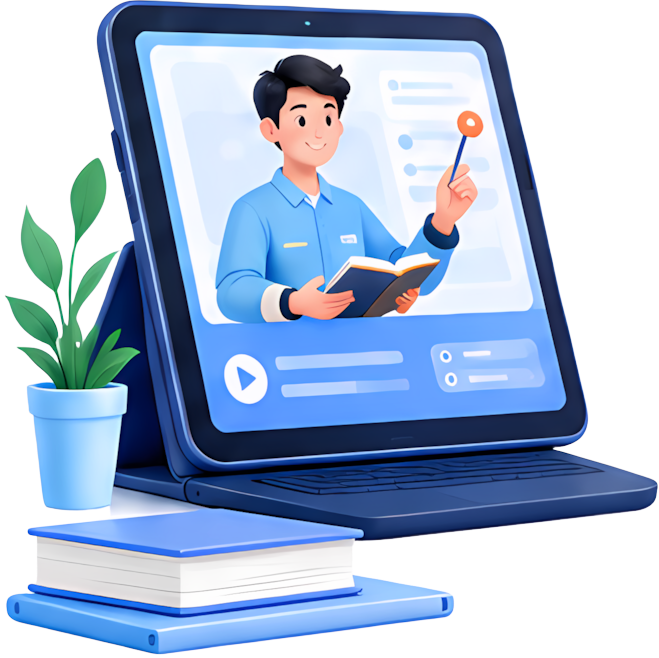 online education tablet computer teacher teaching e-book plant decoration Electronic Products technology blue education learning