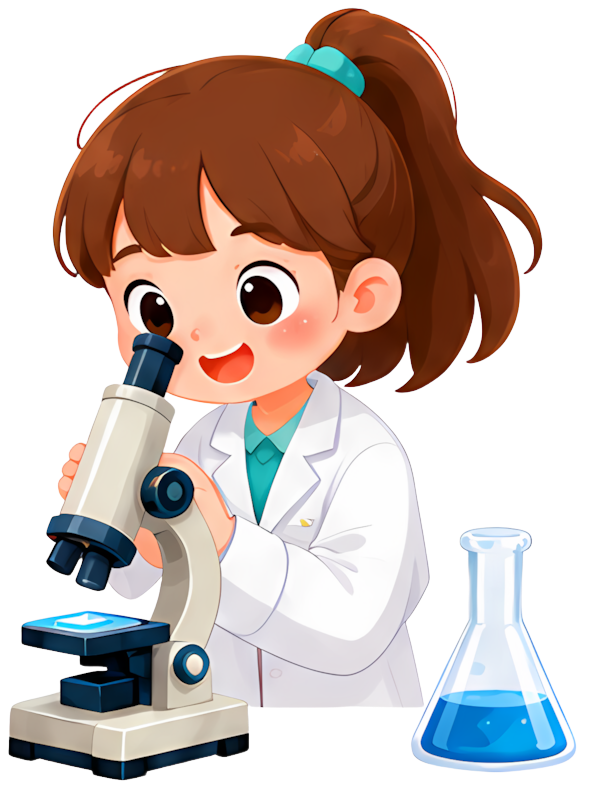 scientist microscope lab coat beaker girl