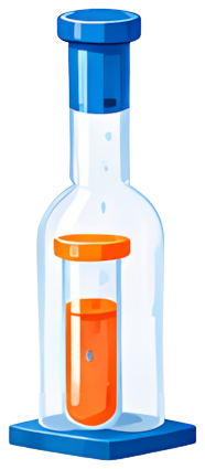 test tube flask laboratory equipment orange liquid blue cap