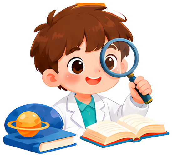 scientist magnifying glass book globe child Person Types Character