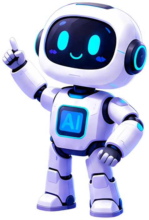 robot cartoon white blue glowing raising hand technology