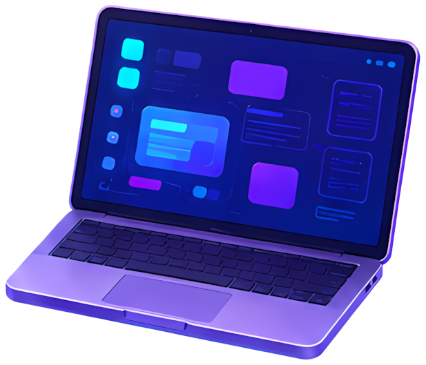 laptop purple glow screen interface tech aesthetic digital display