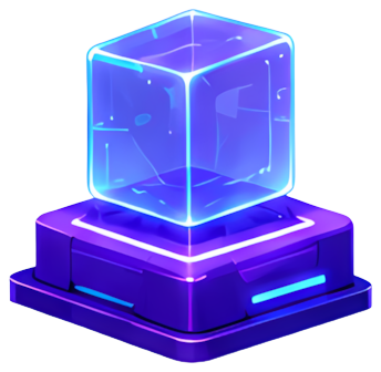 blue cube glowing effect tech style base holographic projection
