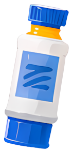 medicine bottle blue cap white body label medical supply