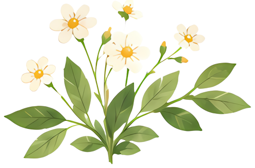 white small flowers green leaves botanical illustration fresh style natural elements Styles and Forms Plants leaf plant