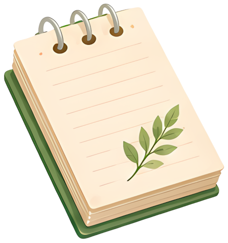 notepad spiral binding green leaf cream paper desk stationery