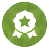 green badge five-pointed star ribbon circular icon award symbol icon green
