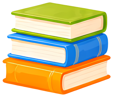 books stacked green blue orange
