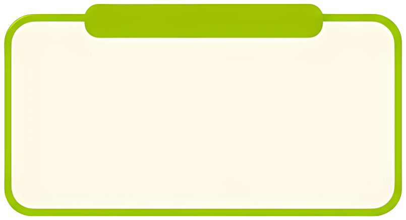 green border rounded rectangle pale yellow background top label minimalist design 
