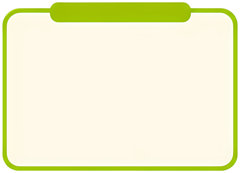 green border white background rectangular card top tab minimalist design 