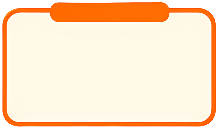 orange border rounded rectangle label card blank area top tab strip 