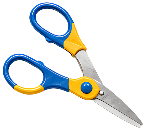 scissors blue yellow child-safe plastic handle
