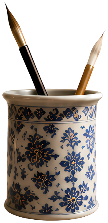 blue and white porcelain brush holder calligraphy brush study supplies traditional craftsmanship Ancient Chinese style